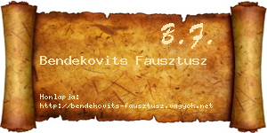 Bendekovits Fausztusz névjegykártya